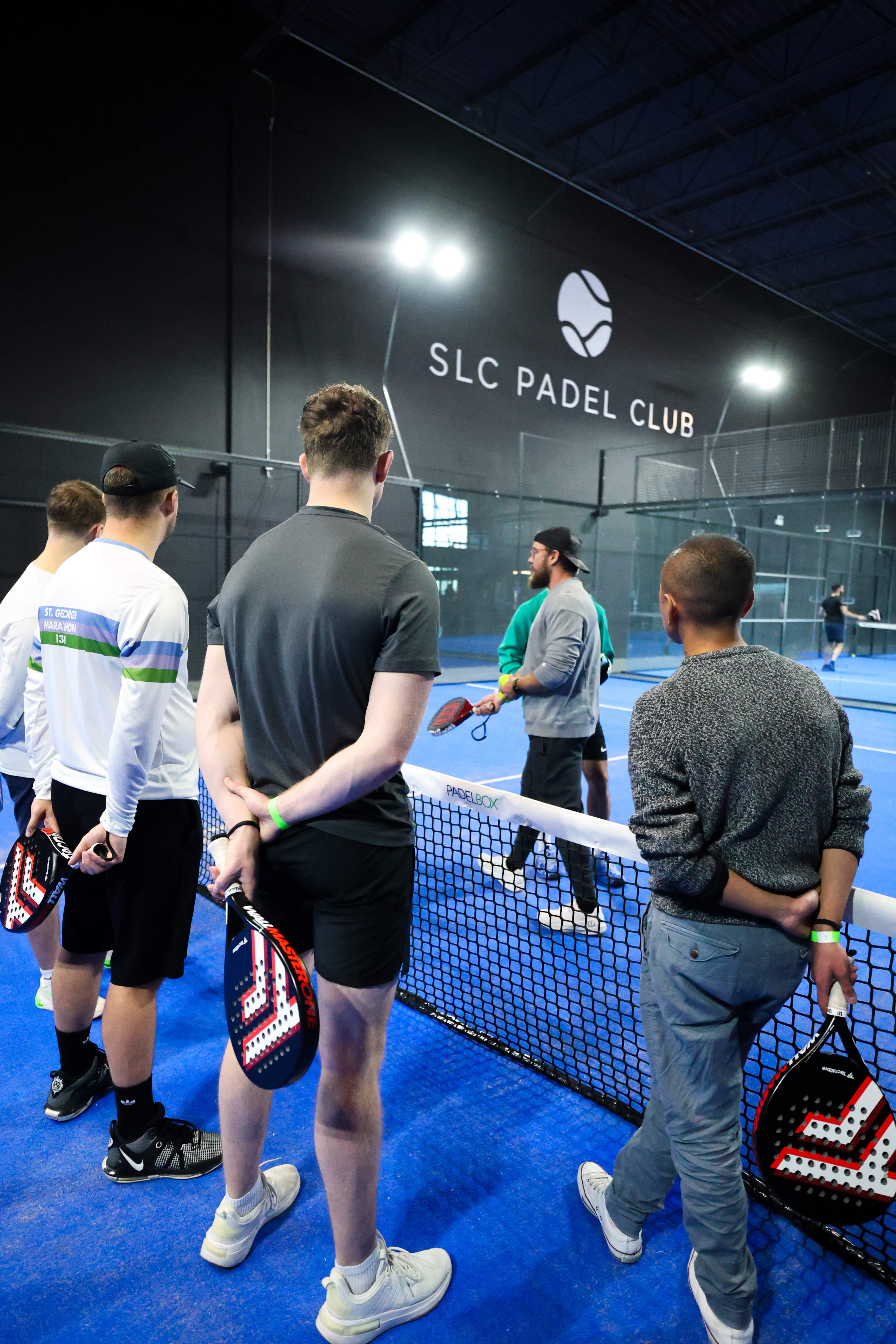 Players learning padel at SLC Padel Club