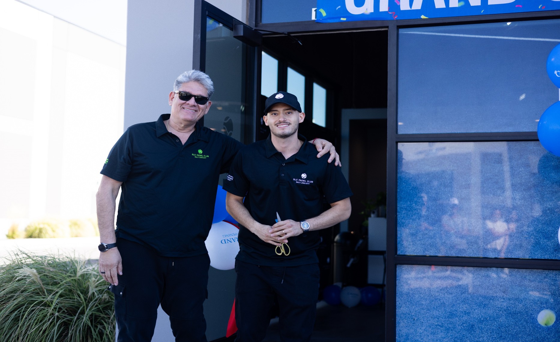 Pedro Bautista and his father at SLC Padel Club Grand Opening